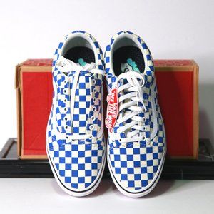 Stylish Checkered Blue and White Vans Sneakers Size 12 Never Worn Outside!